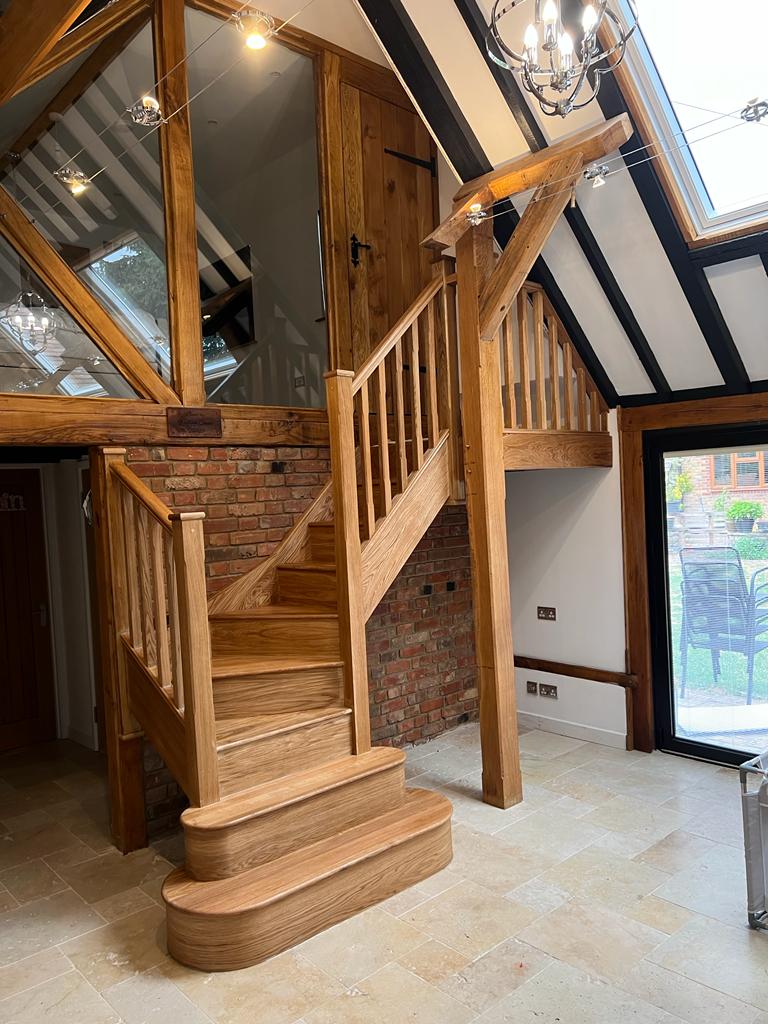 Bespoke oak staircase handmade by The Oak Workshop